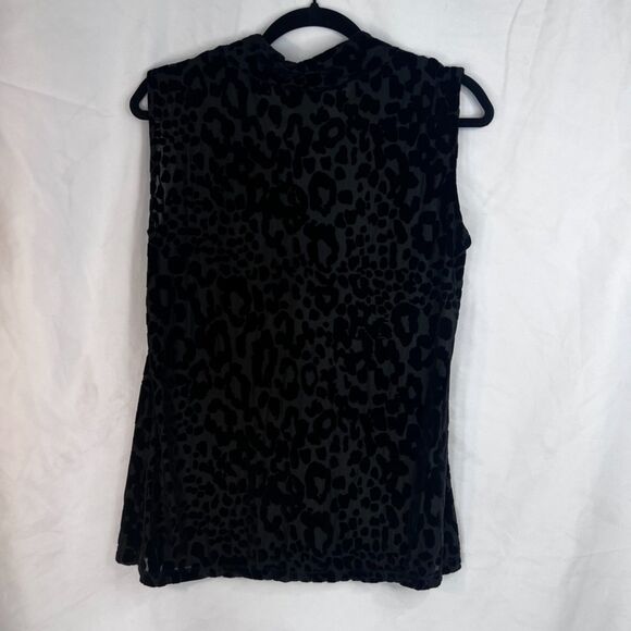 Dana Buchman Velvet Animal Print Sleeveless Tank Blouse Dressy Size Large - Picture 2 of 10